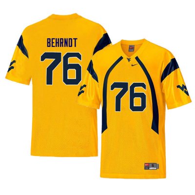 Men's West Virginia Mountaineers NCAA #76 Chase Behrndt Yellow Authentic Nike Retro Stitched College Football Jersey XK15E66EA